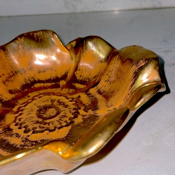 Stangl Art Pottery Hand Painted Granada Gold Ruffled Fruit Bowl 9” Vintage EUC - Picture 4 of 12